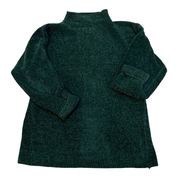 Vintage Sweaters - 22- Vintage Forest Green Chenille Chunky Sweater
